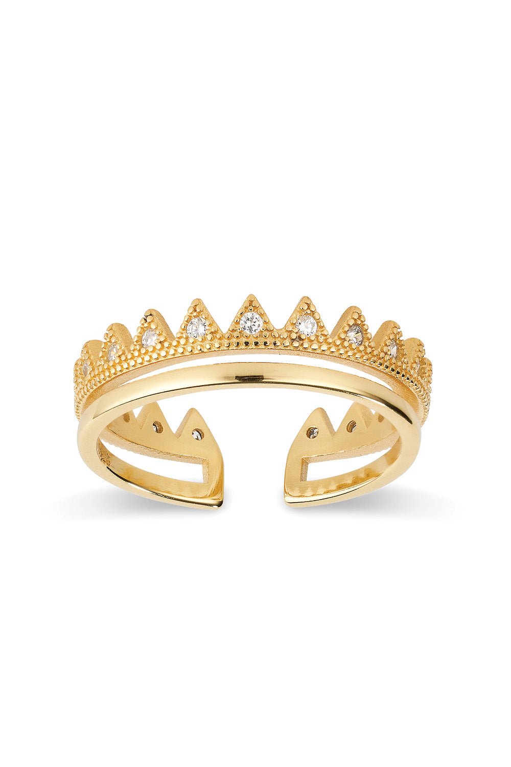 14K Dainty Gold Crown Stacking Ring - Rings - Elk & Bloom