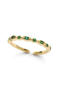 14K Dainty Gold Green Crystal Ring - Rings - Elk & Bloom