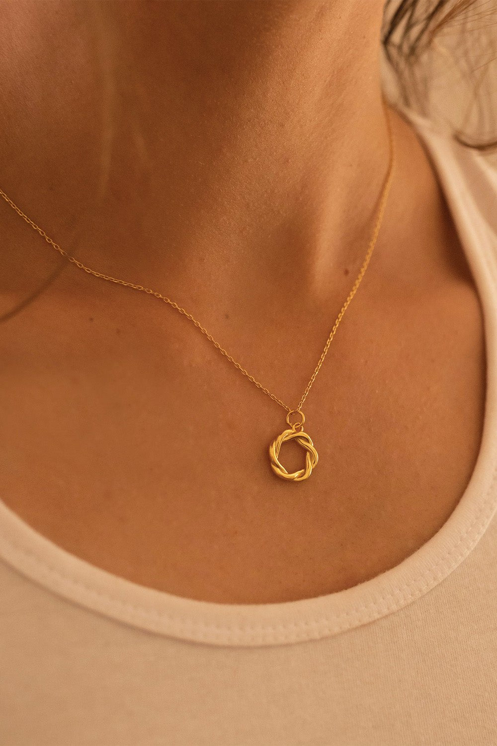 14K Gold Circle Necklace - Necklaces - Elk & Bloom