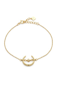 14k Gold Crescent Moon and Star Bracelet - Bracelets - Elk & Bloom