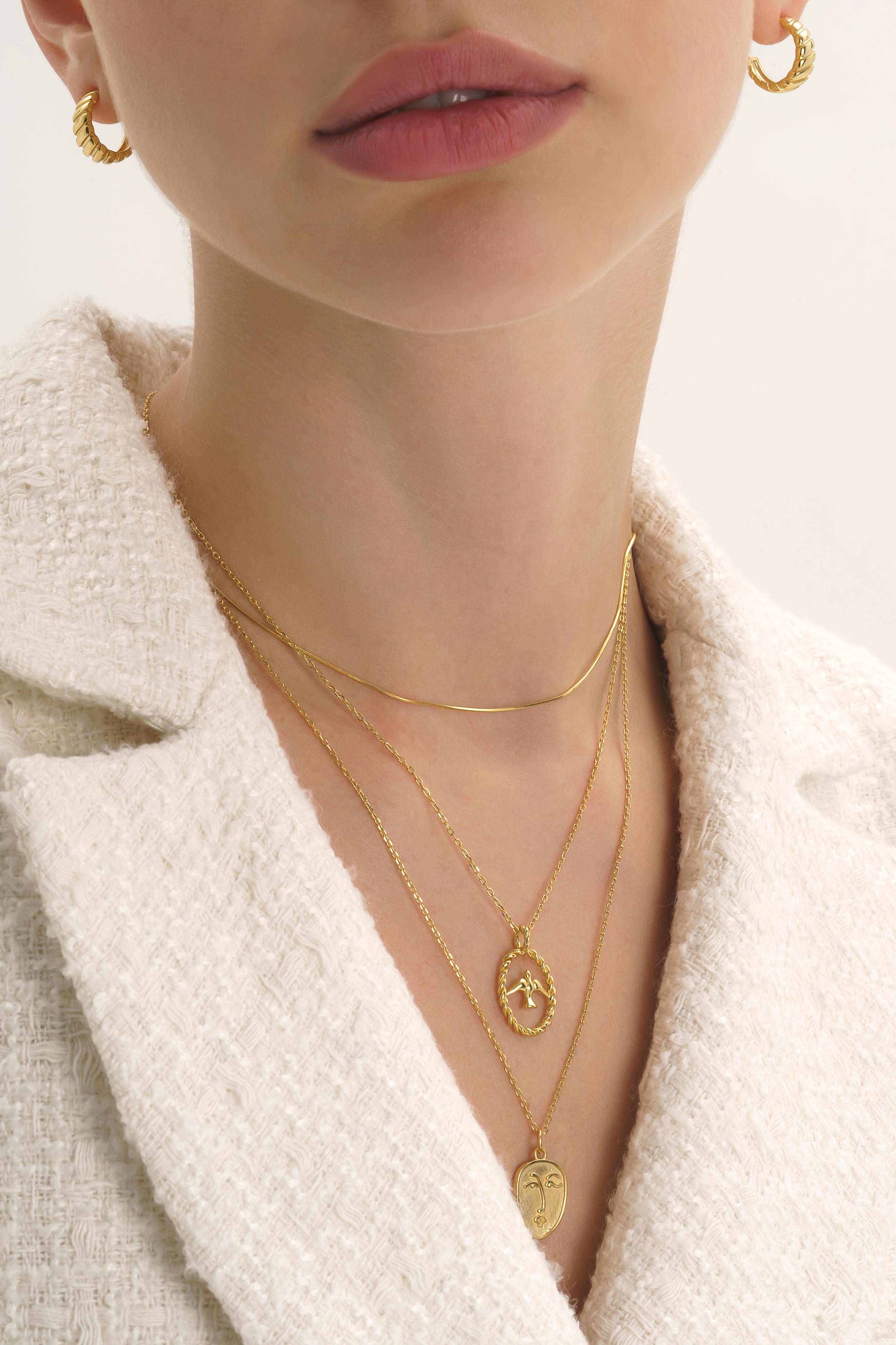 14k Gold Herringbone Necklace - Necklaces - Elk & Bloom