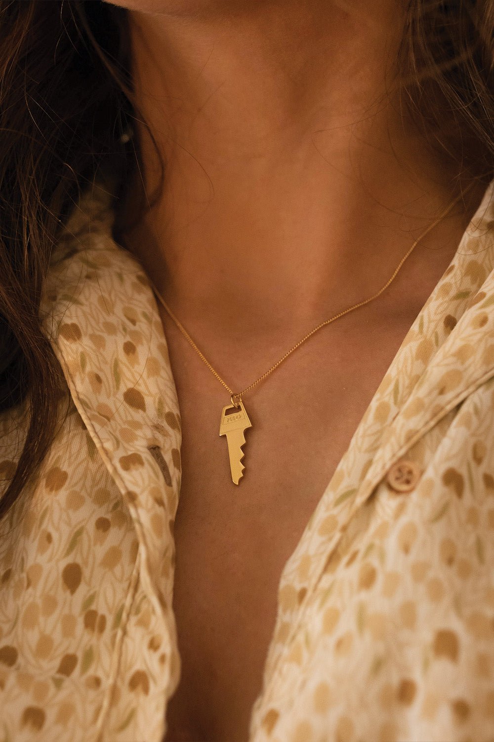 14K Gold Key Necklace - Necklaces - Elk & Bloom