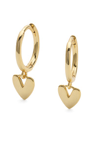 14k Gold Love Heart Hoop Earrings - Earrings - Elk & Bloom