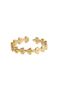 14K Gold Promise Leaf Stacking Ring - Rings - Elk & Bloom