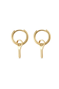 18k Gold Key Hoop Earrings - Earrings - Elk & Bloom