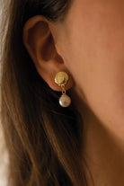 18K Gold Shell Pearl Mermaid Stud Earrings - Earrings - Elk & Bloom