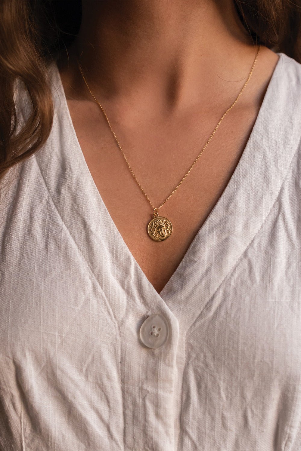 Chunky 14K Gold Coin Medallion Necklace - Necklaces - Elk & Bloom