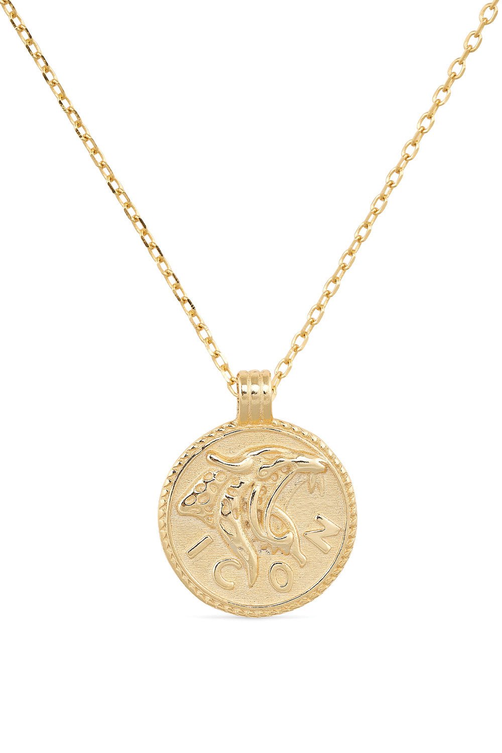 Chunky 14K Gold Leo Coin Necklace - Necklaces - Elk & Bloom