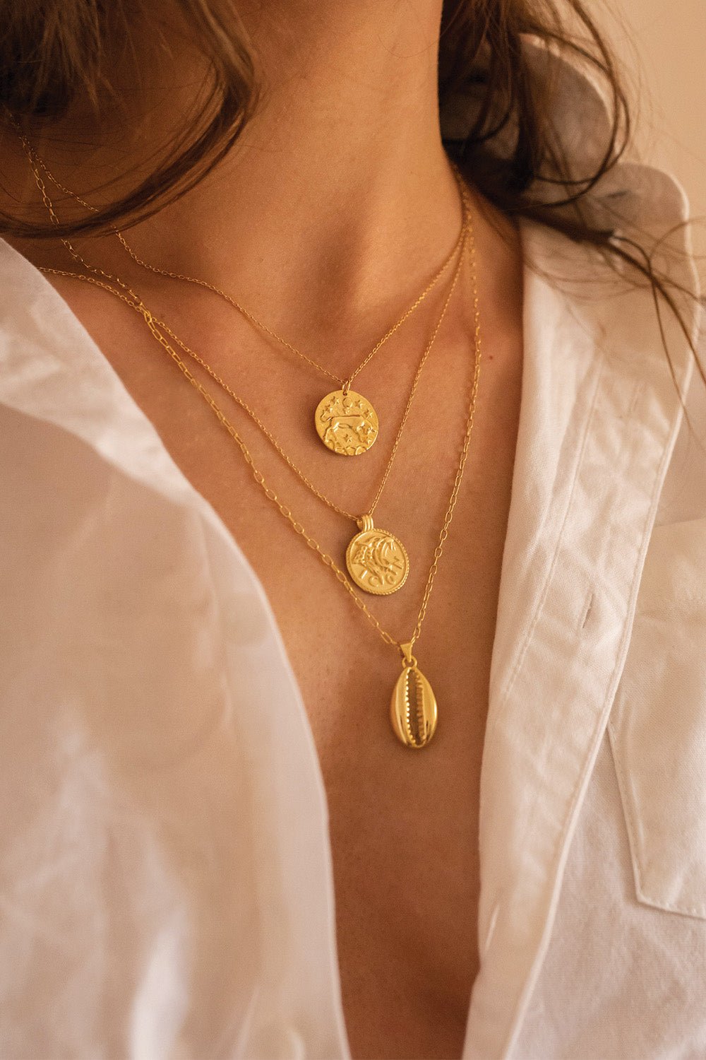 Chunky 14K Gold Leo Coin Necklace - Necklaces - Elk & Bloom