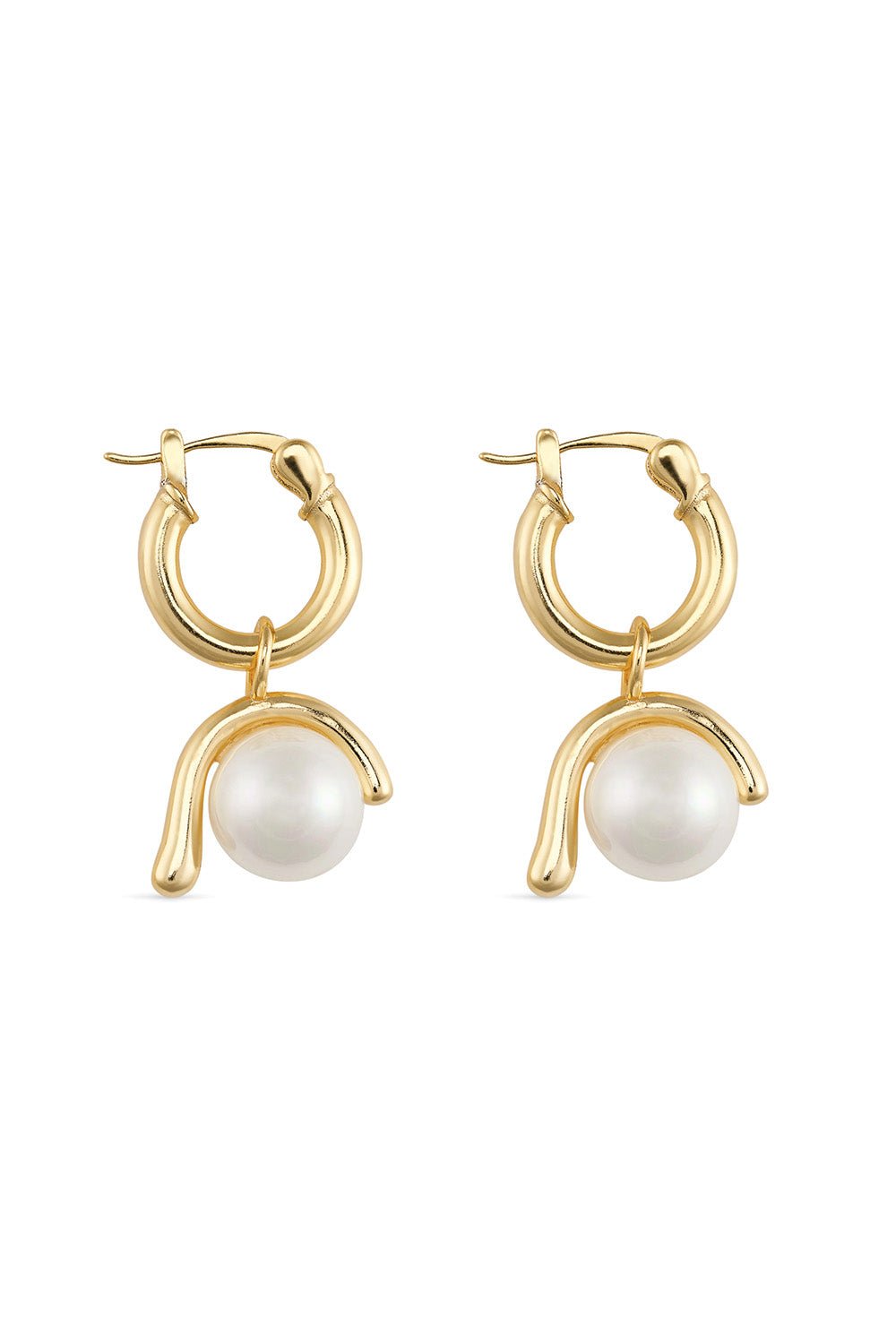 Chunky 14K Gold Pearl Hoops - Earrings - Elk & Bloom