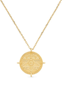 Chunky 18K Gold Aztec Coin Medallion Necklace - Necklaces - Elk & Bloom