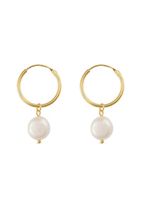 Chunky 18K Gold Freshwater Pearl Hoops - Earrings - Elk & Bloom