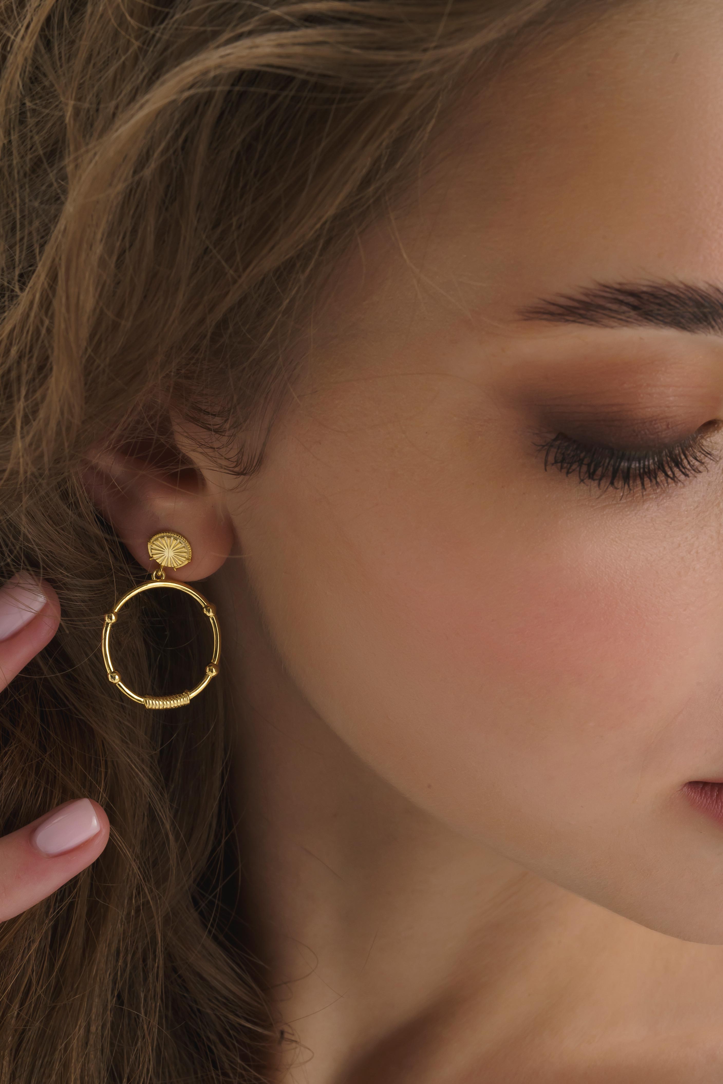 Chunky Gold Sunburst Drop Halo Stud Earrings - Earrings - Elk & Bloom