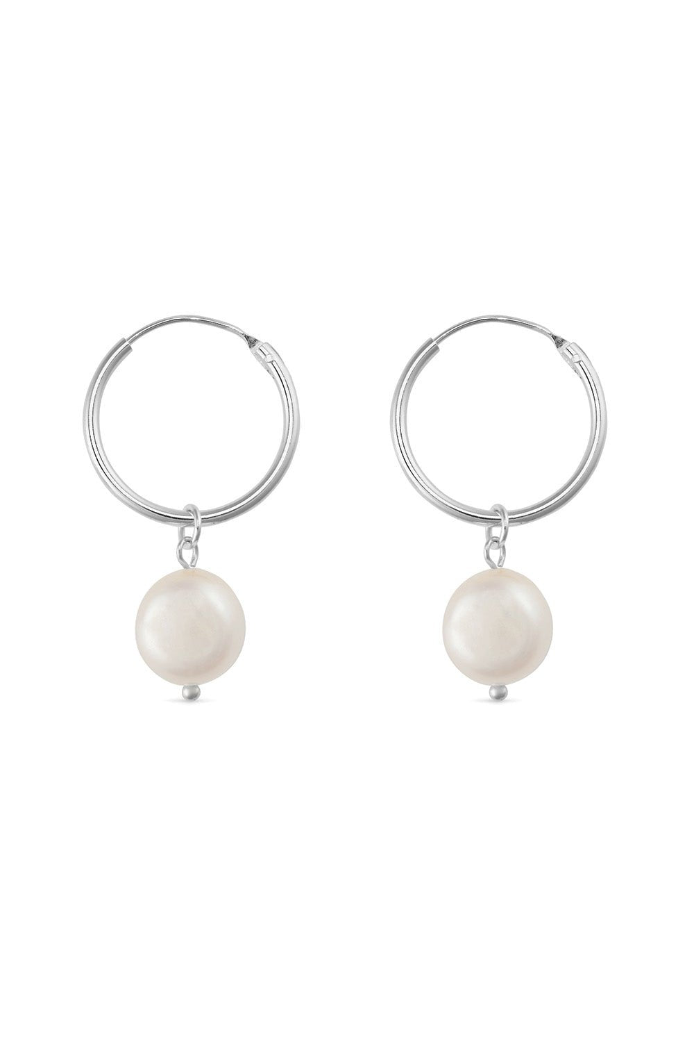 Chunky Sterling Silver Freshwater Pearl Hoops - Earrings - Elk & Bloom