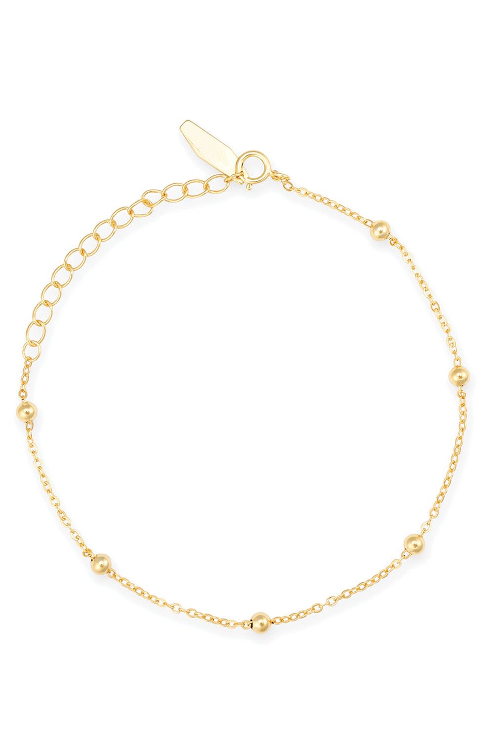 14K Gold Dainty Beads Bracelet - 14K Gold Cable Chain 2024 with Beads Bracelet - 14K Solid Gold Bracelet