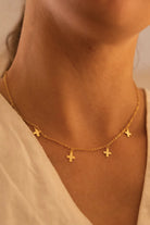 Dainty 14K Gold Cross Choker Necklace - Necklaces - Elk & Bloom