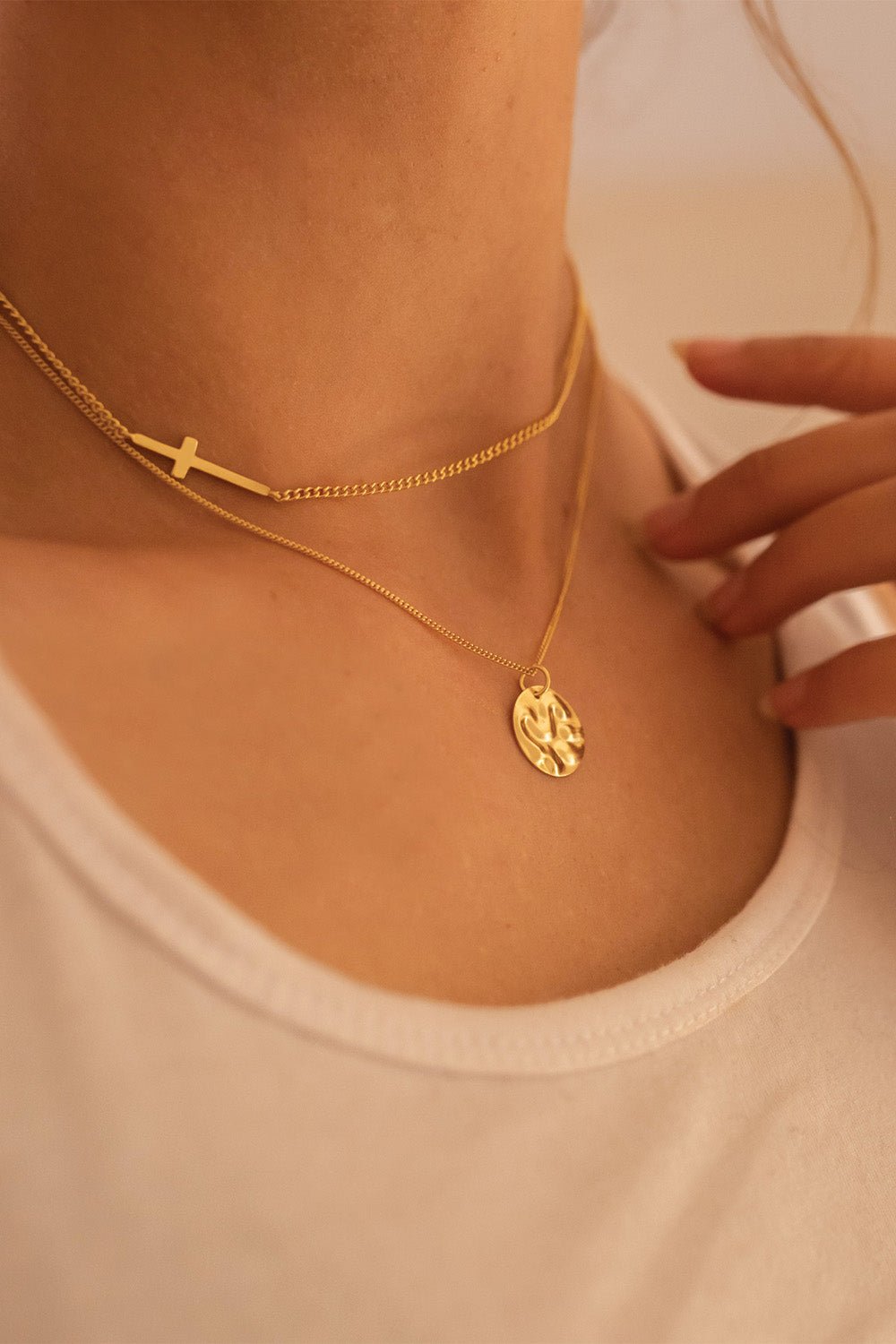 Dainty 14K Gold Cross Choker Necklace - Necklaces - Elk & Bloom