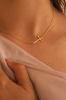 Dainty 14K Gold Cross Choker Necklace - Necklaces - Elk & Bloom