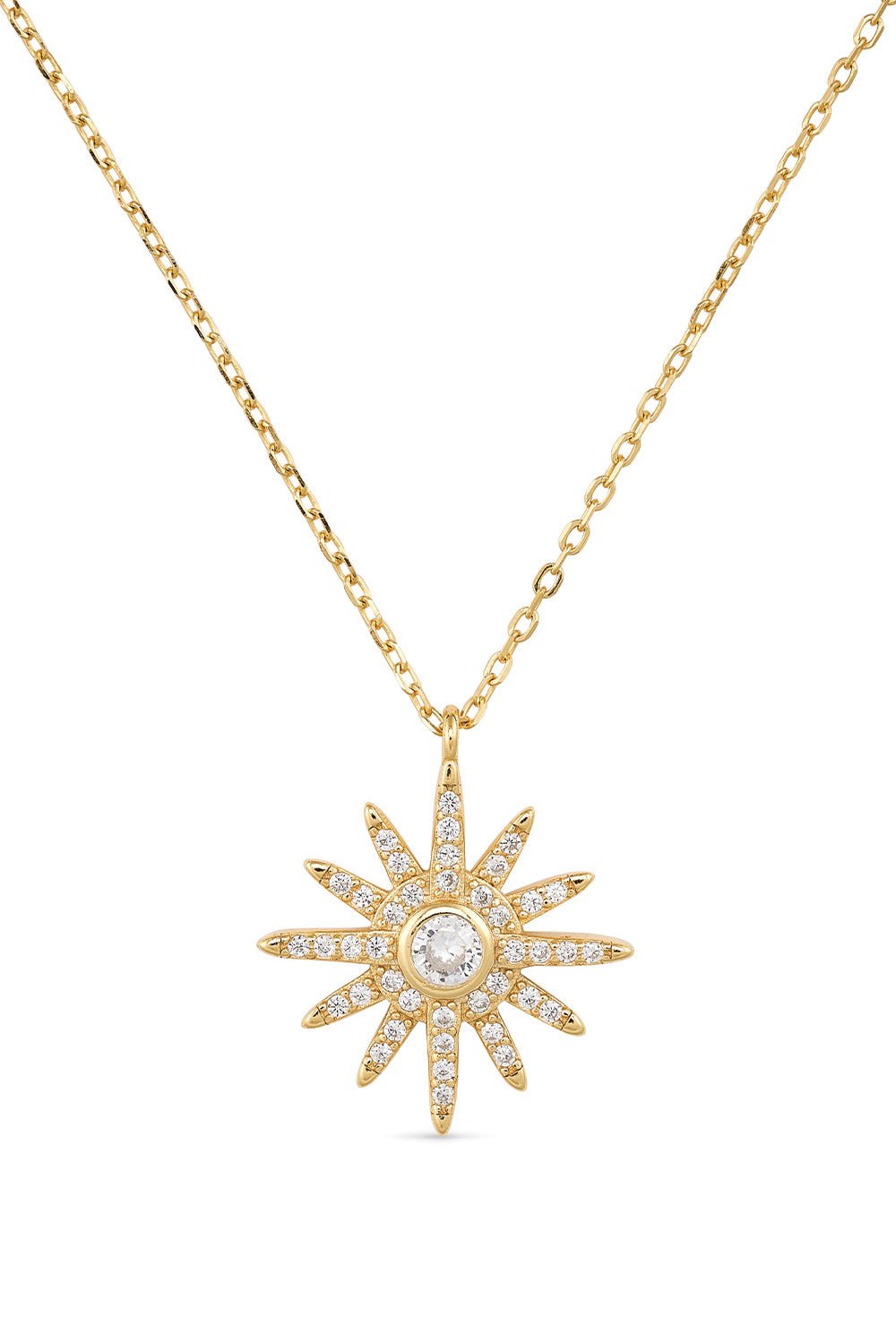 Dainty 14K Gold Star Sun Necklace - Necklaces - Elk & Bloom