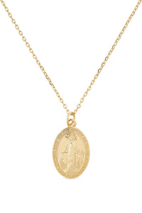 Dainty 14K Gold Virgin Mary Miraculous Medal Choker Necklace - Necklaces - Elk & Bloom