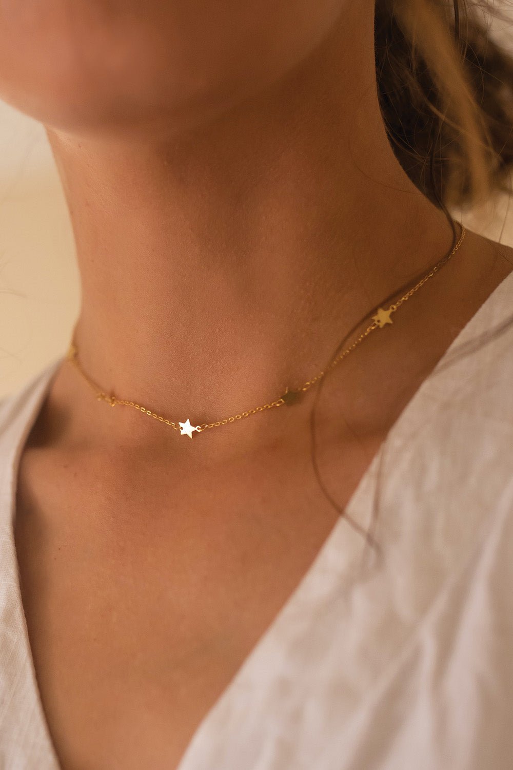 18 inch Star Pendant Womens Necklace Choker deals Sim Diamond Mens Real Gold Jewelry