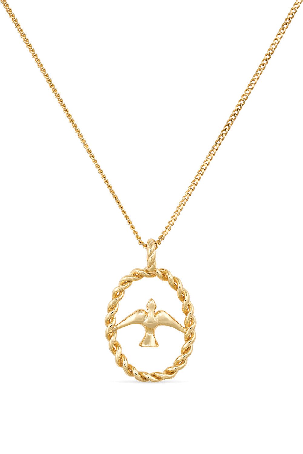 Dainty Gold 18K Twisted Circle Bird Necklace - Necklaces - Elk & Bloom