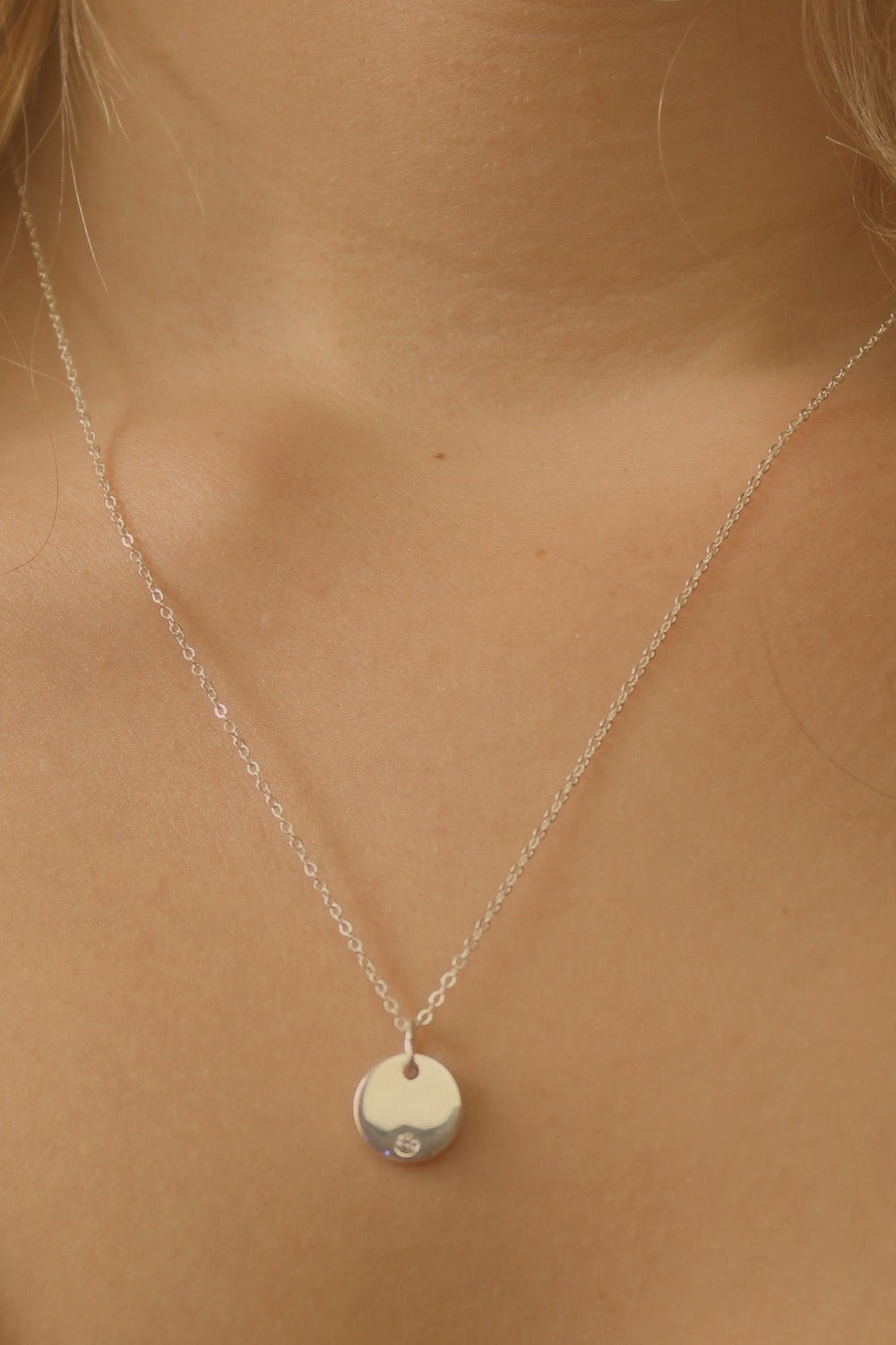 Dainty Silver Disc Necklace - Necklaces - Elk & Bloom