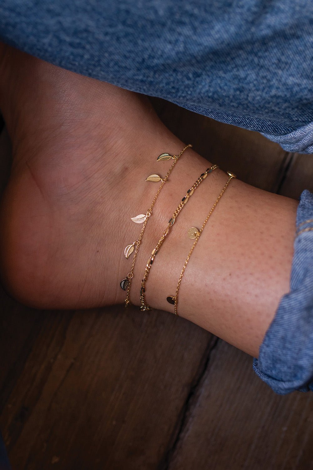 Delicate 14k Gold Leaf Anklet - Anklets - Elk & Bloom