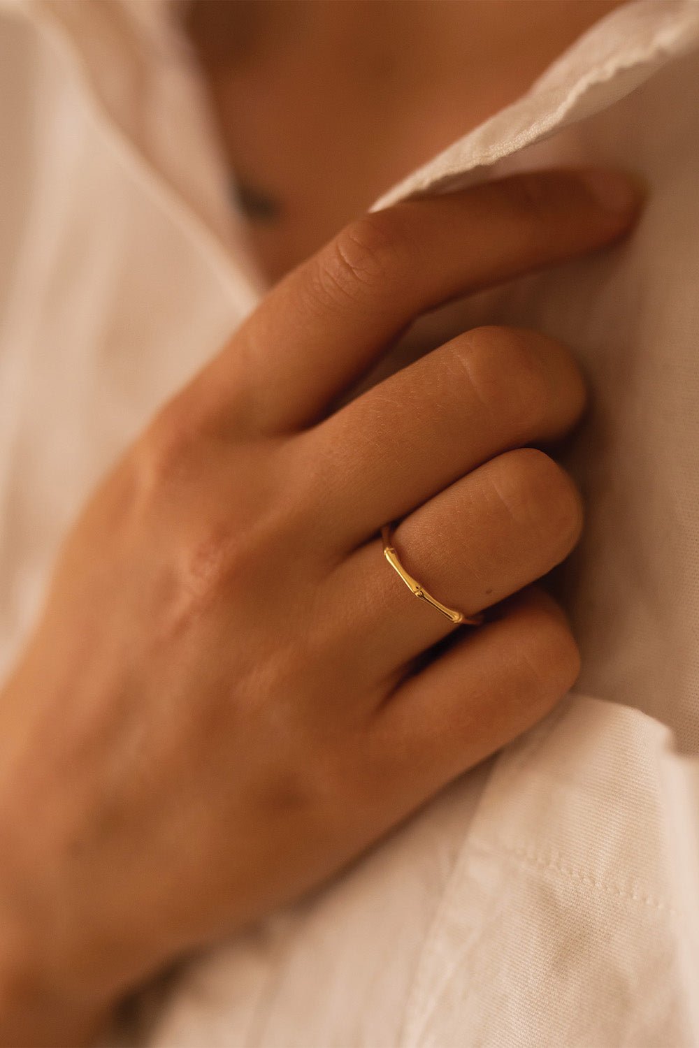 Gold Band Bamboo Stackable Ring - Rings - Elk & Bloom