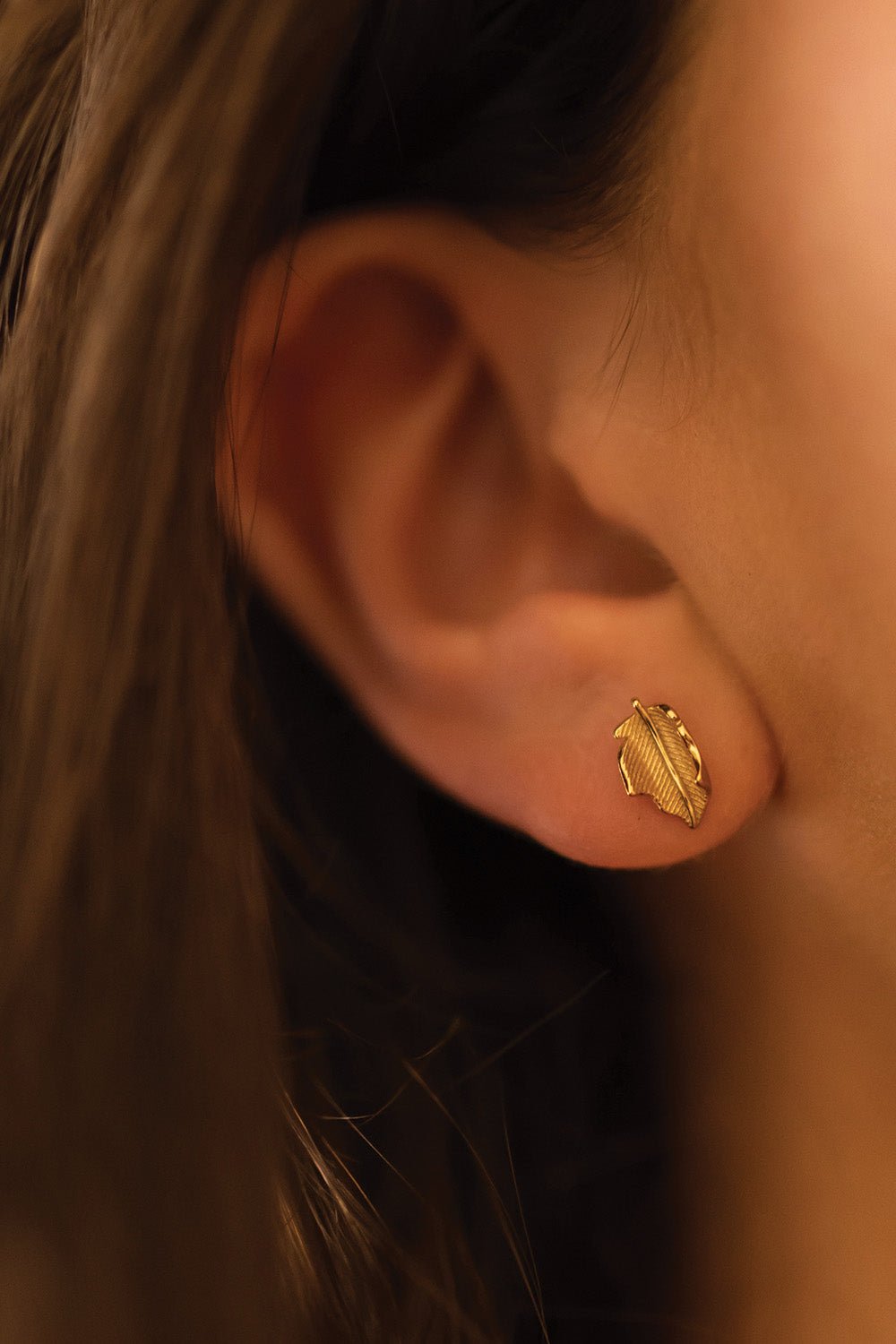 Gold Leaf Stud Earrings - Earrings - Elk & Bloom