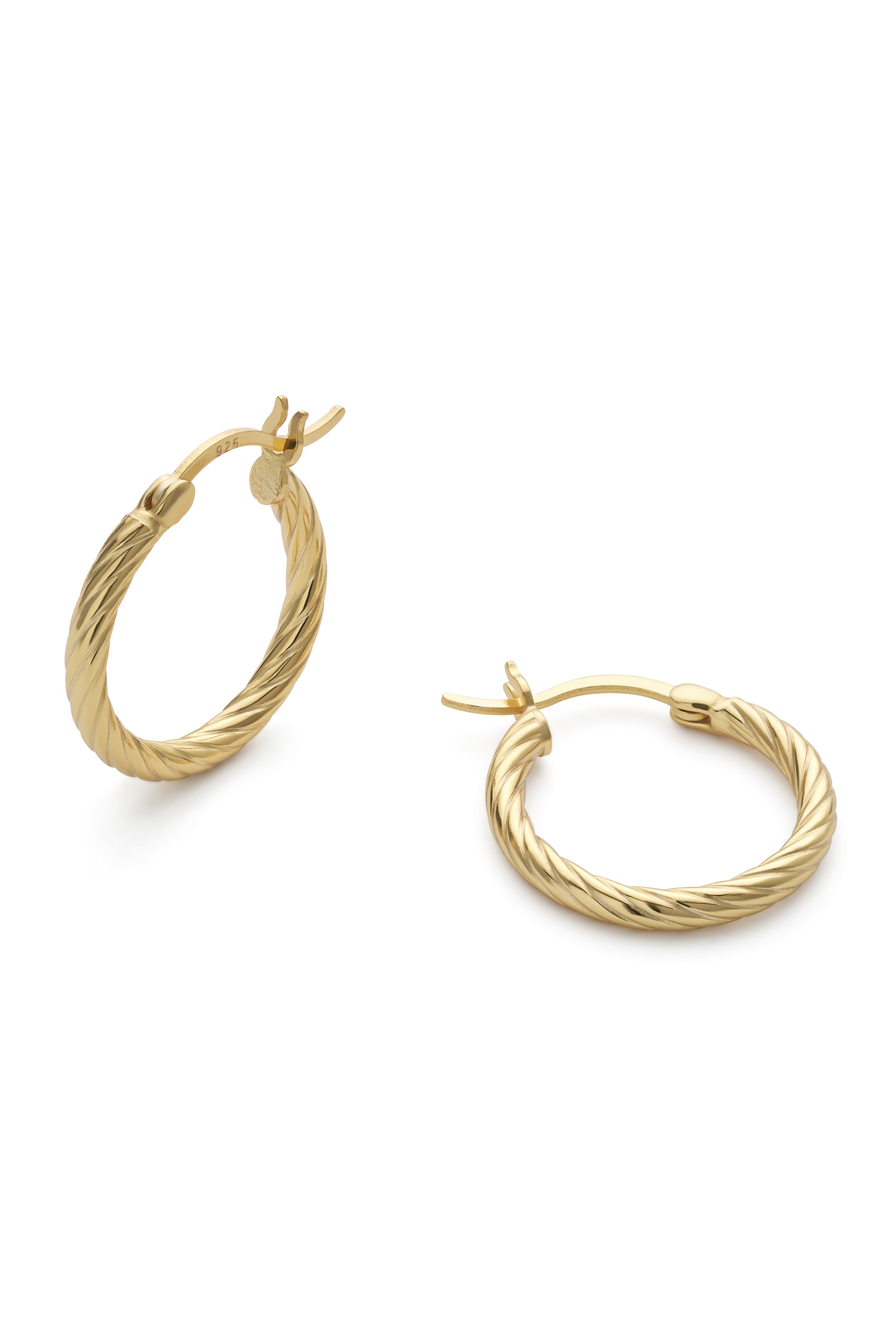 Large Gold Twist Huggie Hoop Earrings - Earrings - Elk & Bloom