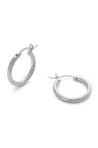 Large Sterling Silver Twist Huggie Hoop Earrings - Earrings - Elk & Bloom