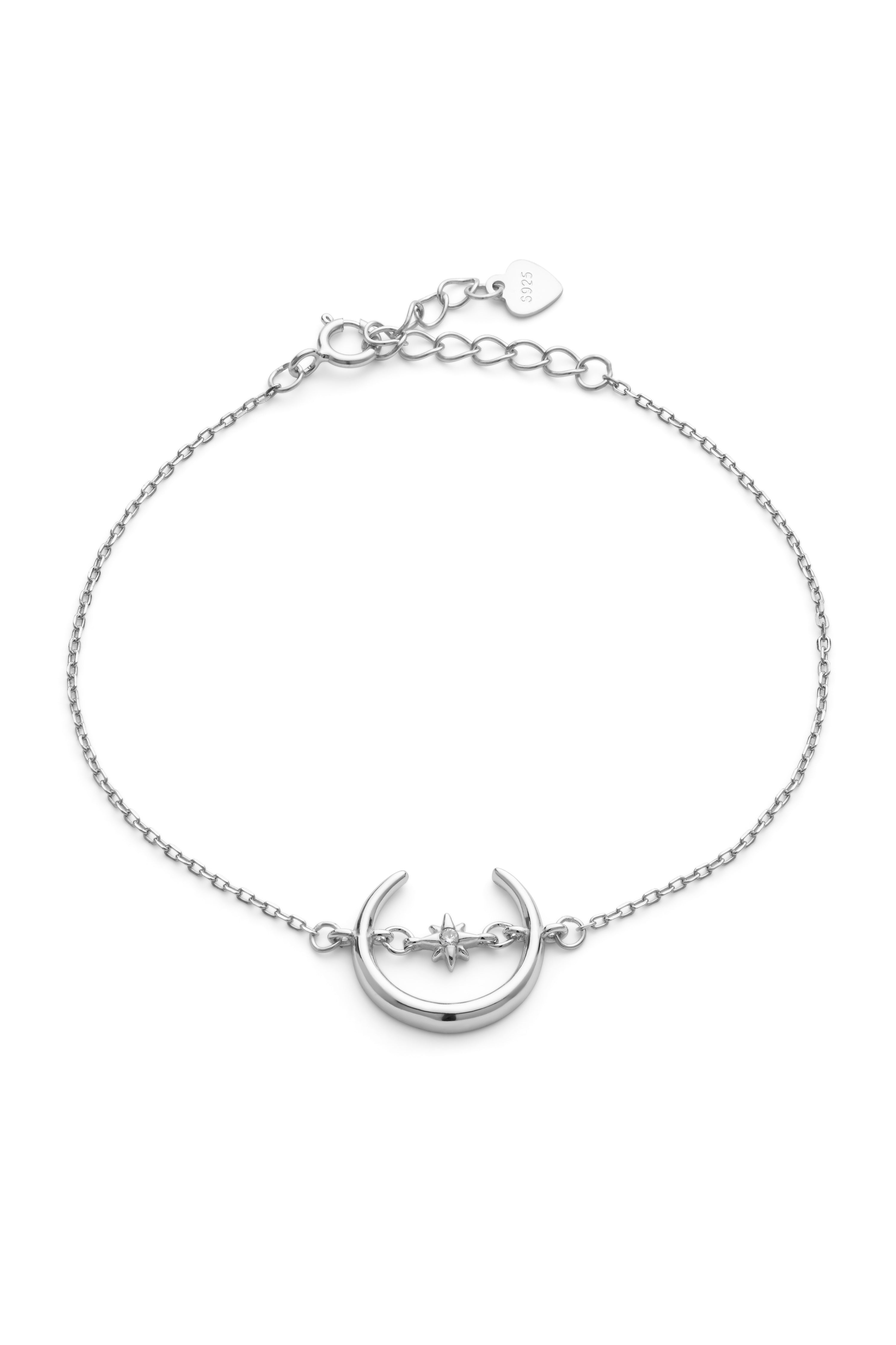 Sterling Silver Crescent Moon and Star Bracelet - Bracelets - Elk & Bloom