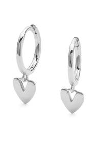 Sterling Silver Love Heart Hoop Earrings - Earrings - Elk & Bloom