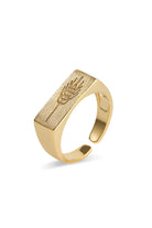 Thick 18K Gold Wheat Signet Ring - Rings - Elk & Bloom