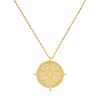 Chunky 18K Gold Aztec Coin Medallion Necklace - Necklaces - Elk & Bloom